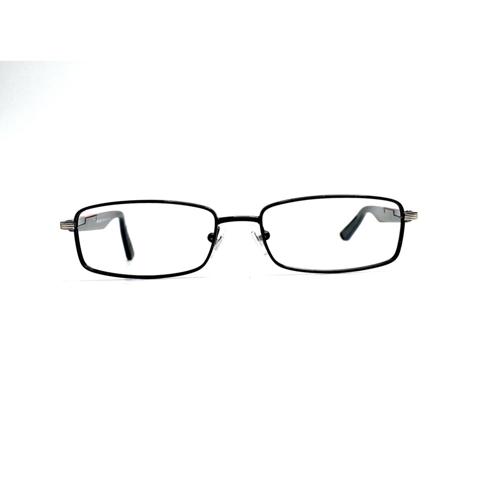 Prada Men Black Rectangular Glasses Red Accent Temples Italy 52 16 140